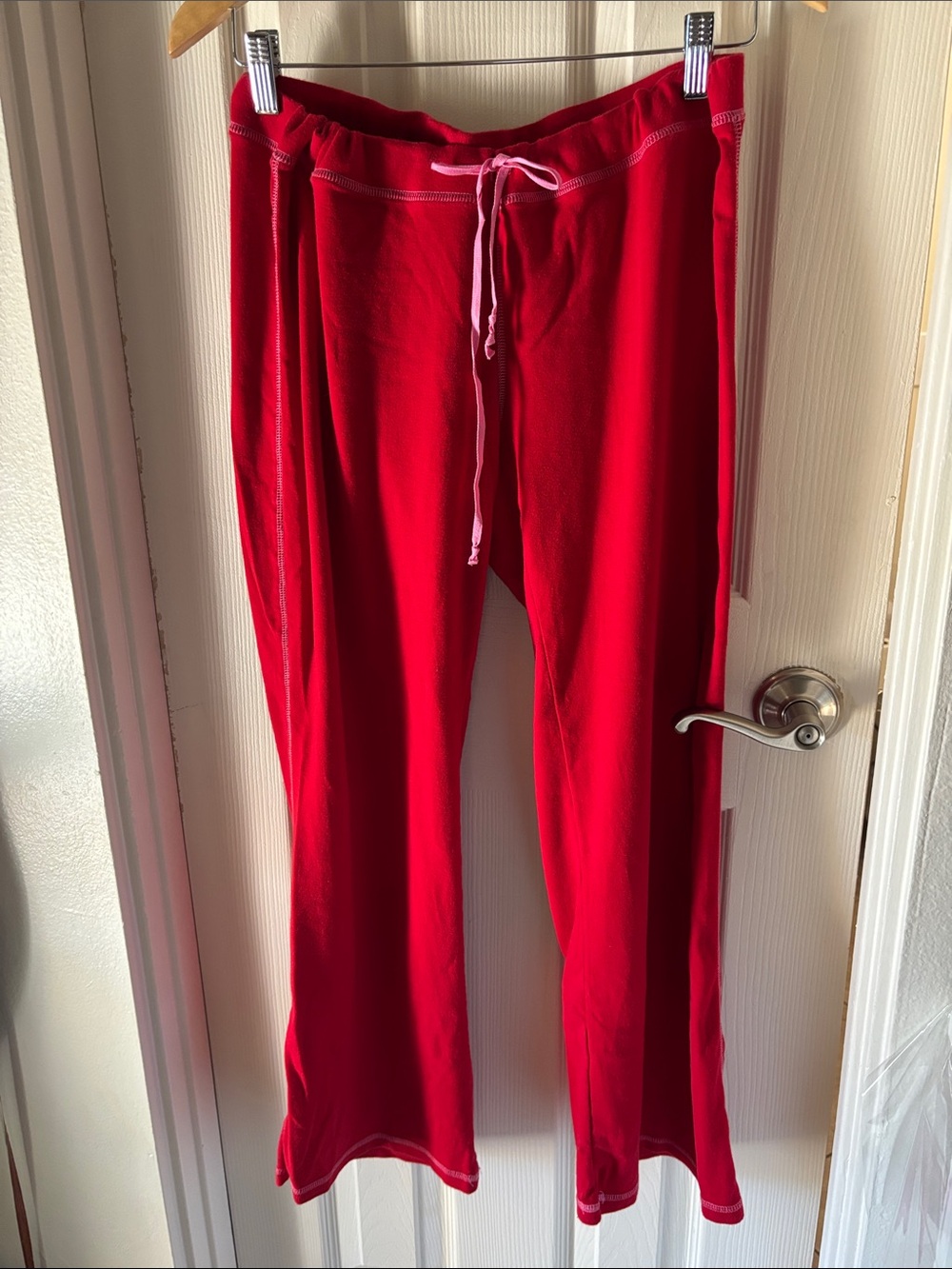 PINK Victoria's Secret Red Lounge Pants with Pink Drawstring